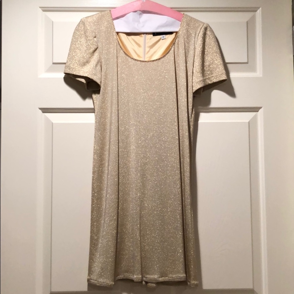 Gold sparkly shift dress